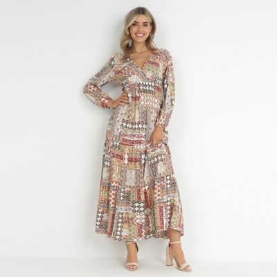 Sukienka kopertowa w stylu boho born2be ze sklepu: born2be.pl w kategorii: Sukienki - zdjęcie 054DCF2-170-2564_209997