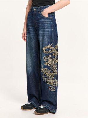 Jeansy damskie z koronką casual ze sklepu: Cropp w kategorii: Jeansy damskie - zdjęcie 4198BBB-532-6969_812CT-59J