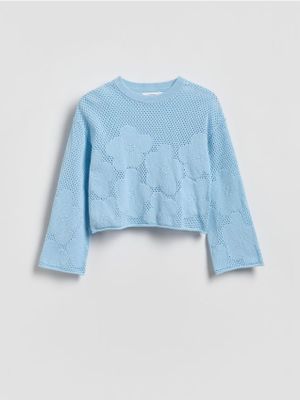 Sweter dziewczęcy z koronką Reserved ze sklepu: Reserved w kategorii: Swetry dziewczęce - zdjęcie 74CCA4C-3C1-6972_813IE