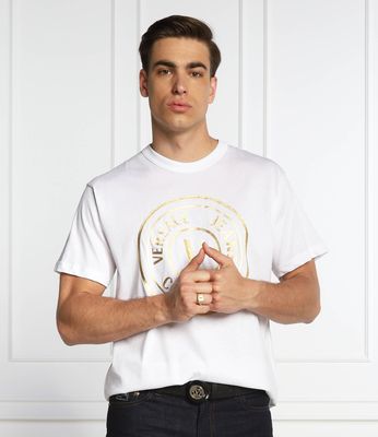 T-shirt męski na lato Versace Jeans Couture ze sklepu: Gomez Fashion Store w kategorii: T-shirty męskie - zdjęcie 874714-BD9-10338_VR224M000002A10