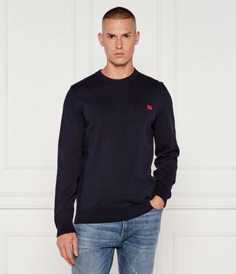 Sweter męski casual bez wzorów HUGO ze sklepu: Gomez Fashion Store w kategorii: Swetry męskie - zdjęcie 874714-BD9-10338_BU225M000344410