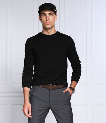 HUGO - Sweter męski bez wzorów casualowy ze sklepu: Gomez Fashion Store w kategorii: Swetry męskie - zdjęcie 874714-BD9-10338_BU225M000347001