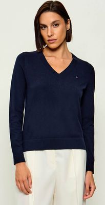 Sweter damski zimowy w stylu klasycznym Tommy Hilfiger ze sklepu: Gomez Fashion Store w kategorii: Swetry damskie - zdjęcie 874714-BD9-10338_TH242W000274F23