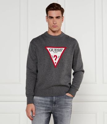 Sweter męski w stylu młodzieżowym Guess Jeans ze sklepu: Gomez Fashion Store w kategorii: Swetry męskie - zdjęcie 874714-BD9-10338_GE245M000016Q87