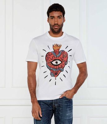 T-shirt męski elegancki Just Cavalli ze sklepu: Gomez Fashion Store w kategorii: T-shirty męskie - zdjęcie 874714-BD9-10338_CA252M000066005