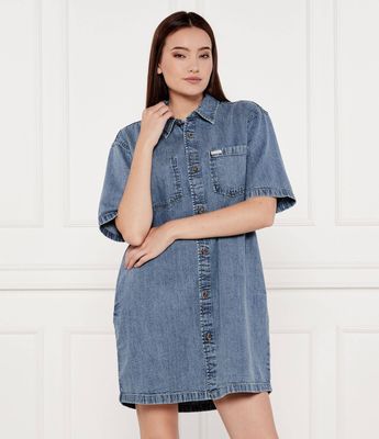 Sukienka na wiosnę Guess Jeans ze sklepu: Gomez Fashion Store w kategorii: Sukienki - zdjęcie 874714-BD9-10338_GE252W000018Q80
