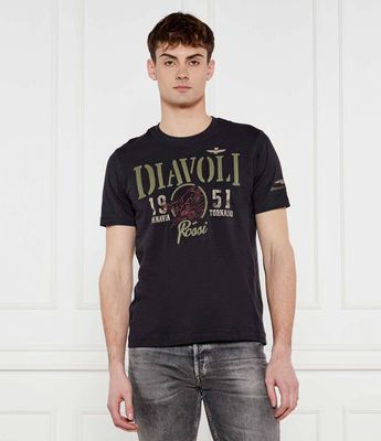T-shirt męski w stylu młodzieżowym w stylu klasycznym Aeronautica Militare ze sklepu: Gomez Fashion Store w kategorii: T-shirty męskie - zdjęcie 874714-BD9-10338_AM252M000015001