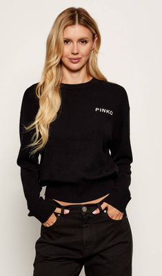 Sweter damski elegancki Pinko ze sklepu: Gomez Fashion Store w kategorii: Swetry damskie - zdjęcie 874714-BD9-10338_PI254W000135262