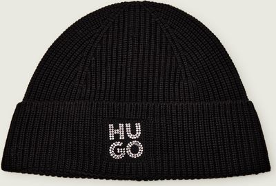 Czapka zimowa damska na zimę HUGO ze sklepu: Gomez Fashion Store w kategorii: Czapki zimowe damskie - zdjęcie 874714-BD9-10338_BU255W000019001
