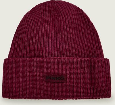 Czapka zimowa damska bez wzorów Pinko ze sklepu: Gomez Fashion Store w kategorii: Czapki zimowe damskie - zdjęcie 874714-BD9-10338_PI255W000008D57