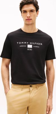 T-shirt męski na lato w stylu klasycznym Tommy Hilfiger ze sklepu: Gomez Fashion Store w kategorii: T-shirty męskie - zdjęcie 874714-BD9-10338_TH262M000066D12