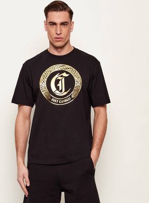 T-shirt męski elegancki Just Cavalli ze sklepu: Gomez Fashion Store w kategorii: T-shirty męskie - zdjęcie 874714-BD9-10338_CA262M000049899