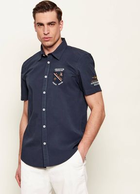 Koszula męska na lato Aeronautica Militare ze sklepu: Gomez Fashion Store w kategorii: Koszule męskie - zdjęcie 874714-BD9-10338_AM262M000037001