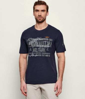 T-shirt męski letni Aeronautica Militare ze sklepu: Gomez Fashion Store w kategorii: T-shirty męskie - zdjęcie 874714-BD9-10338_AM262M000084001
