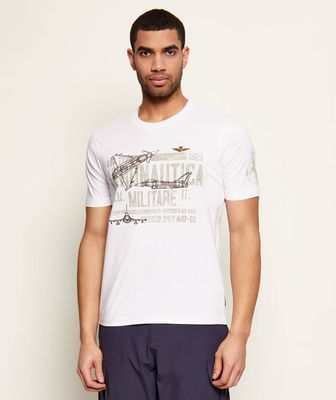T-shirt męski na lato Aeronautica Militare ze sklepu: Gomez Fashion Store w kategorii: T-shirty męskie - zdjęcie 874714-BD9-10338_AM262M000084002