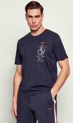 Aeronautica Militare - T-shirt męski letni ze sklepu: Gomez Fashion Store w kategorii: T-shirty męskie - zdjęcie 874714-BD9-10338_AM262M000088001