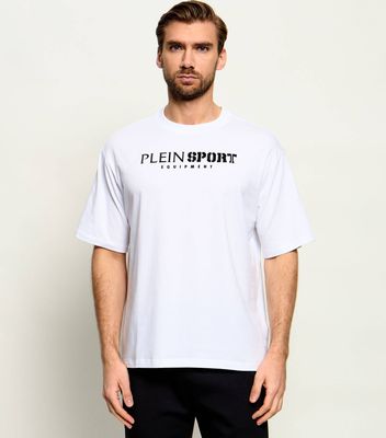 T-shirt męski z napisami Plein Sport ze sklepu: Gomez Fashion Store w kategorii: T-shirty męskie - zdjęcie 874714-BD9-10338_PS262M000027101