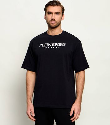 T-shirt męski z napisami Plein Sport ze sklepu: Gomez Fashion Store w kategorii: T-shirty męskie - zdjęcie 874714-BD9-10338_PS262M000027102