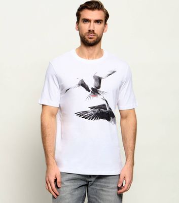 HUGO - T-shirt męski elegancki ze sklepu: Gomez Fashion Store w kategorii: T-shirty męskie - zdjęcie 874714-BD9-10338_BU264M000081100