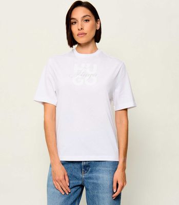 HUGO - Bluzka damska ze sklepu: Gomez Fashion Store w kategorii: Bluzki damskie - zdjęcie 874714-BD9-10338_BU264W000054100