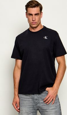 T-shirt męski w sportowym stylu gładki Calvin Klein Jeans ze sklepu: Gomez Fashion Store w kategorii: T-shirty męskie - zdjęcie 874714-BD9-10338_CJ265M000015C64