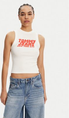 Bluzka damska na lato Tommy Jeans ze sklepu: MODIVO w kategorii: Bluzki damskie - zdjęcie WP-EBWP-BKLVO-LN0_0000304644801