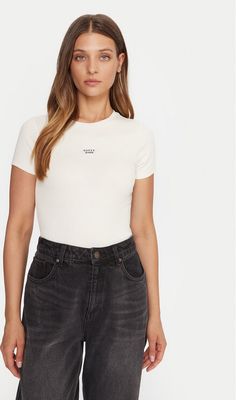 Bluzka damska na lato Guess Jeans ze sklepu: MODIVO w kategorii: Bluzki damskie - zdjęcie WP-EBWP-BKLVO-LN0_0000305463661