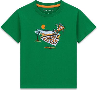 Guess - T-shirt chłopięce w nadruki ze sklepu: MODIVO w kategorii: T-shirty chłopięce - zdjęcie WP-EBWP-BKLVO-LN0_0000305891914